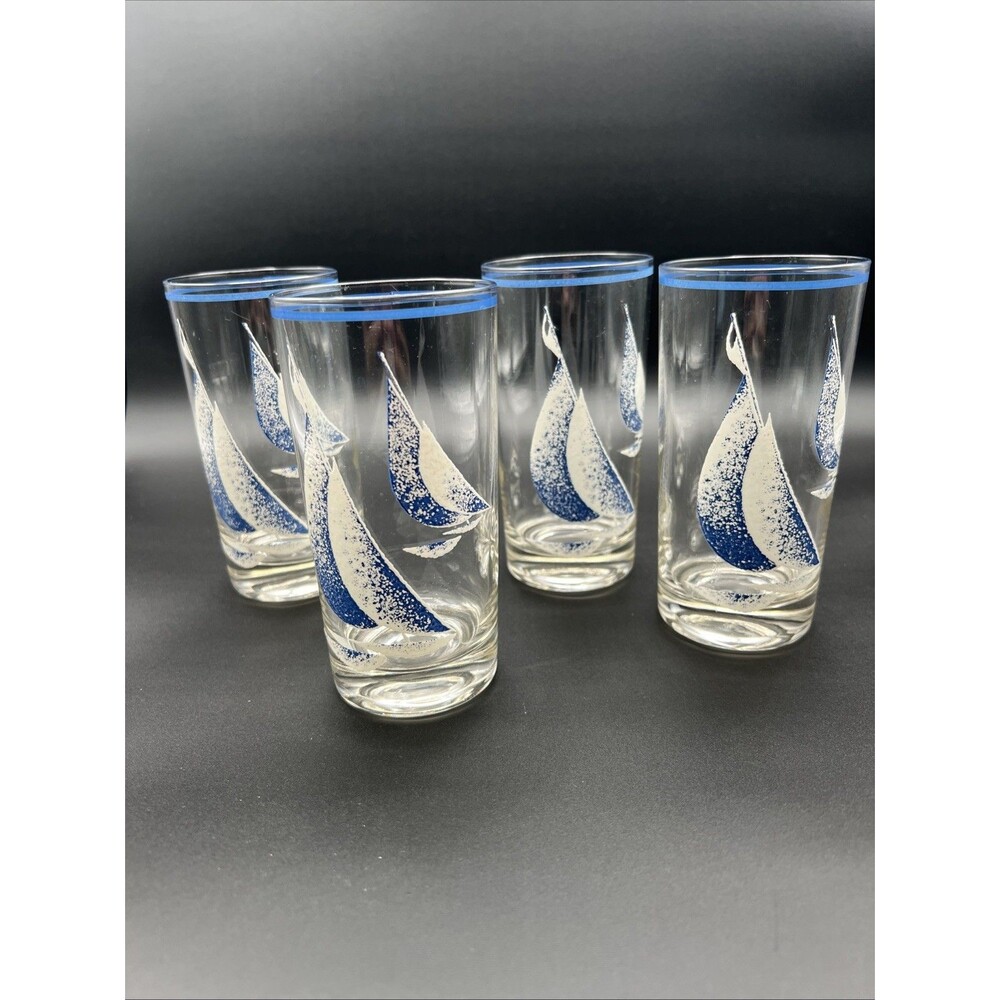 Noritake Running Free 12 Oz Tumbler set of four Vintage Sailboat Glasses